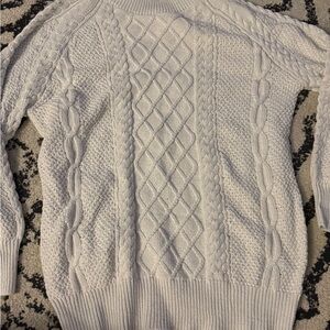 Elegant White Cable Knit Sweater